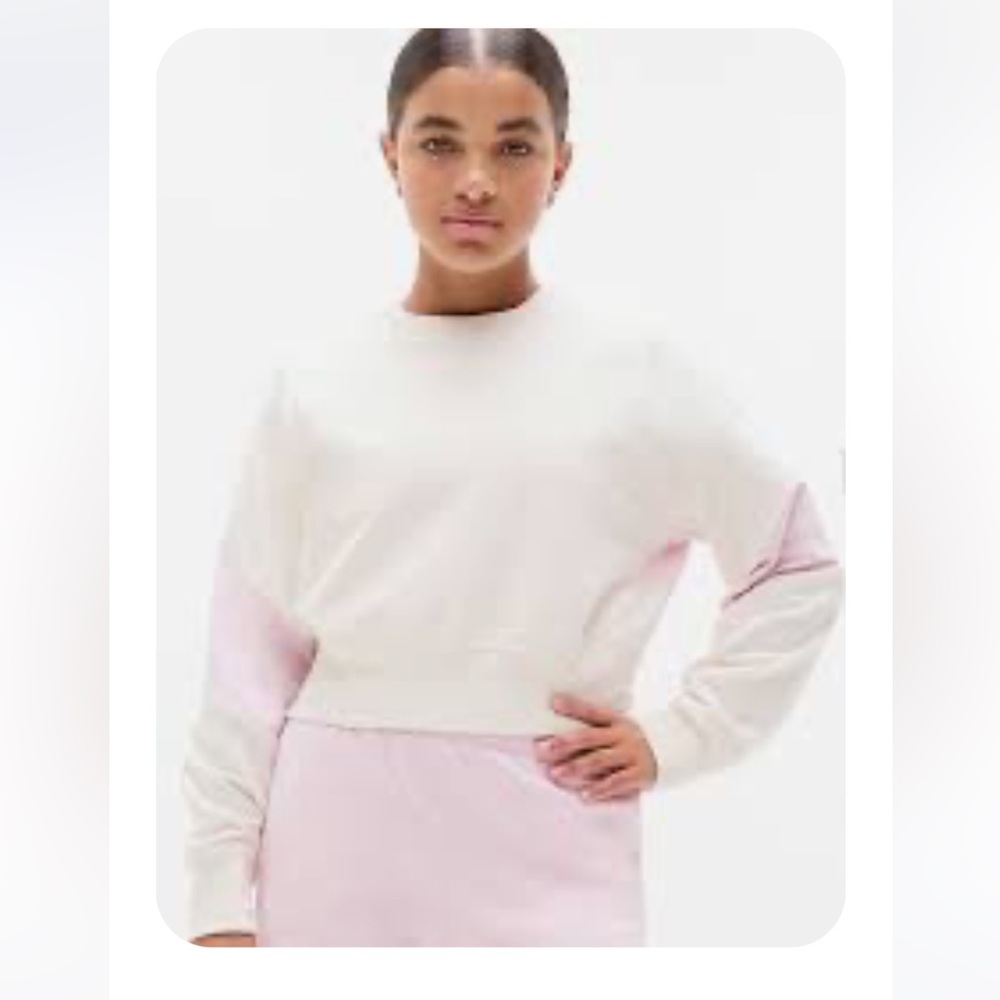 Athleta All Day Colorblock Sweatshirt Pink and Cream NWT